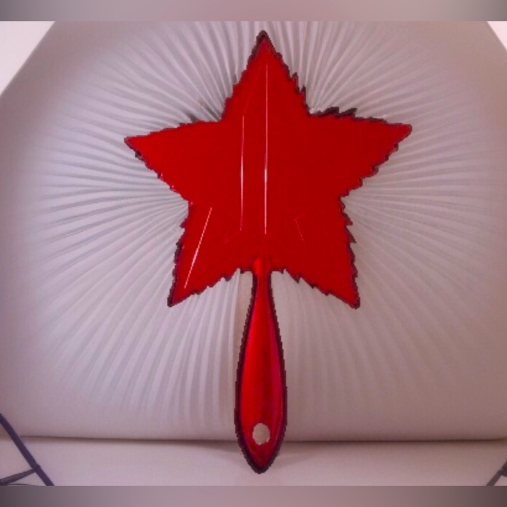 Jeffree Star red chrome leaf hand held mirror NEW in box, w/proof of purchase